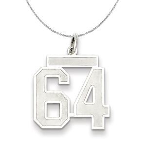 Sterling Silver, Jersey Collection, Medium Number 64 Necklace - 24 In